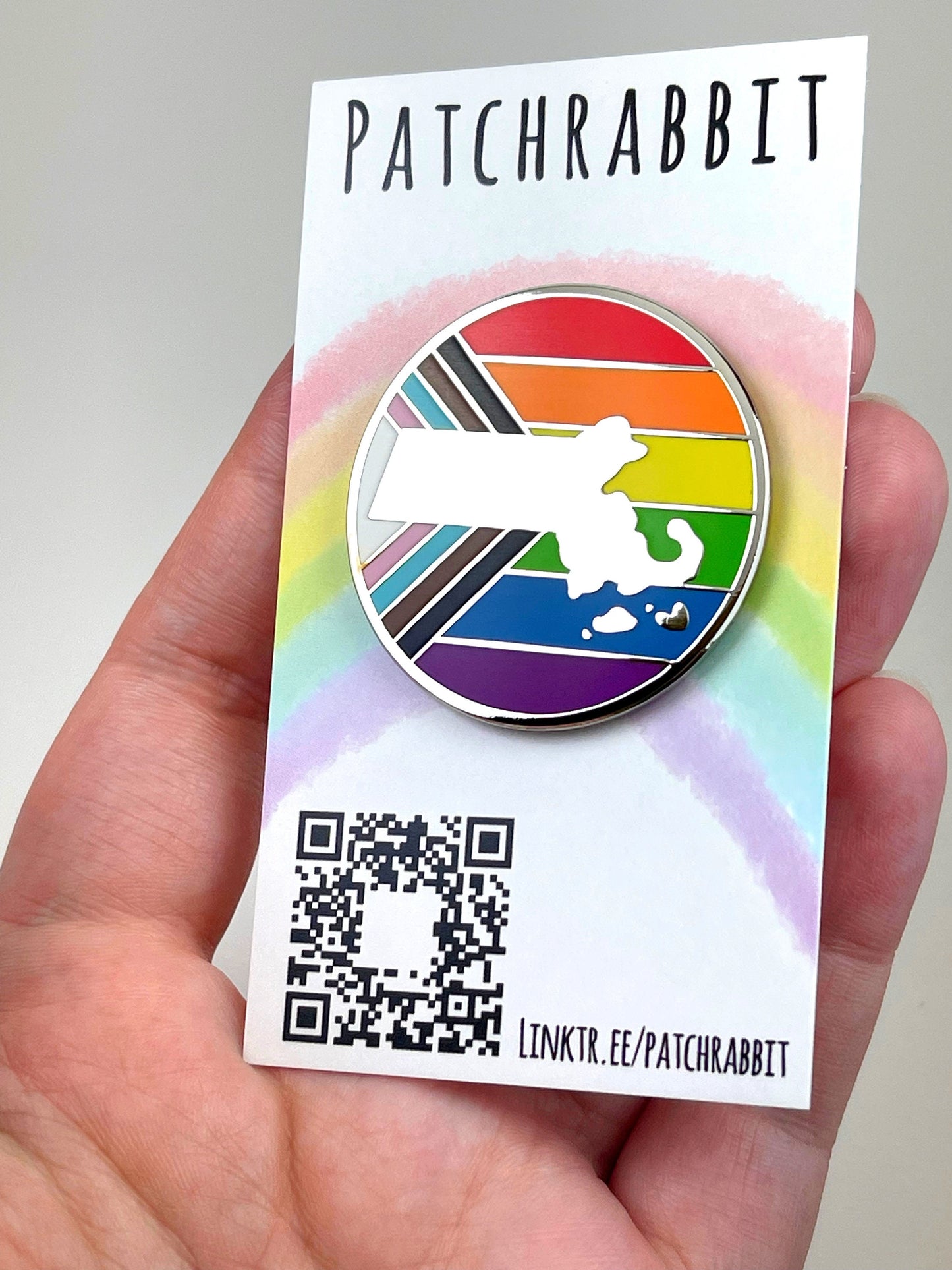 Massachusetts Pride Flag Enamel Pin LGBT owned Small Business