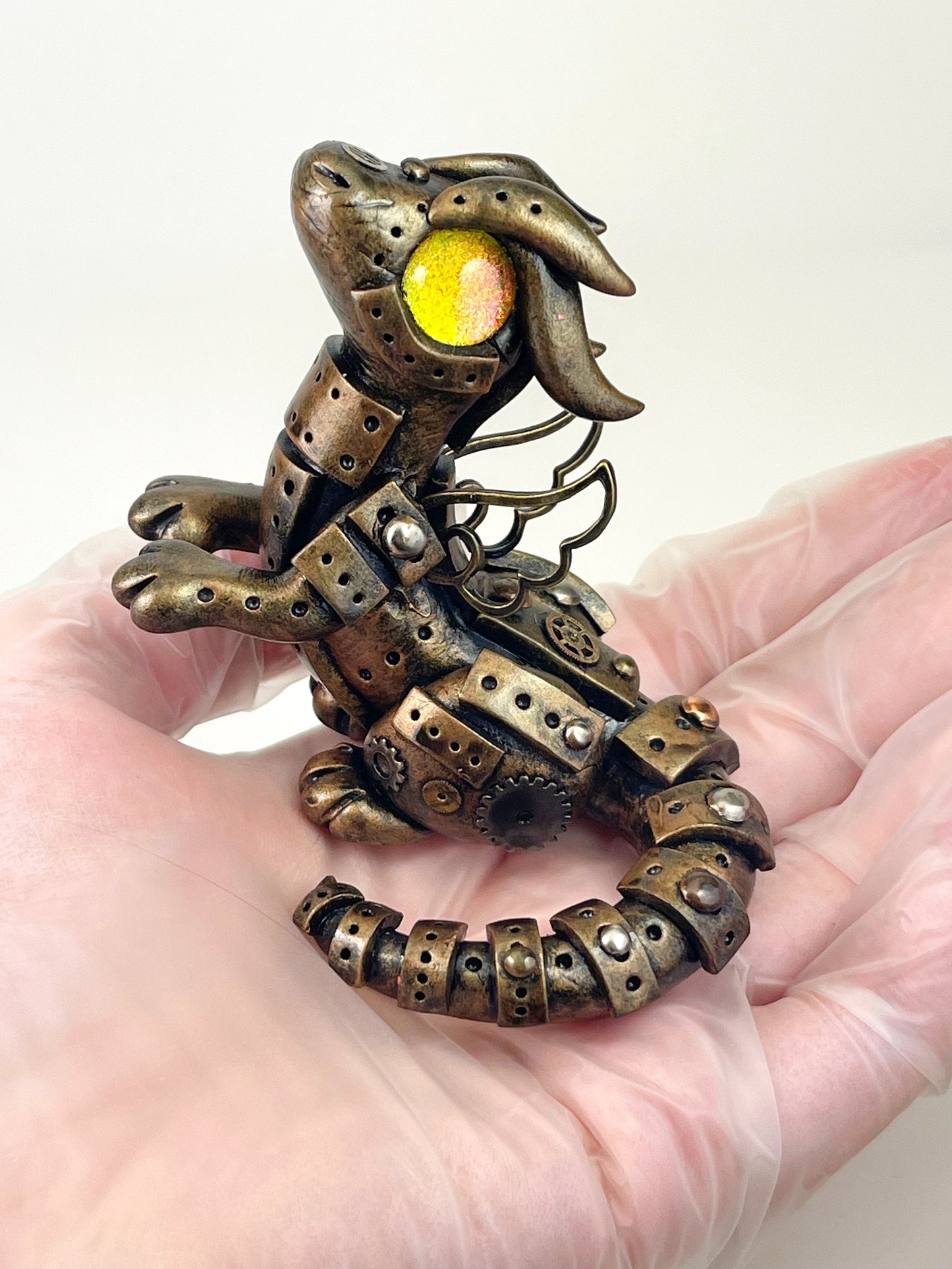 Handmade Steampunk dragon sculpture one of a kind ooak