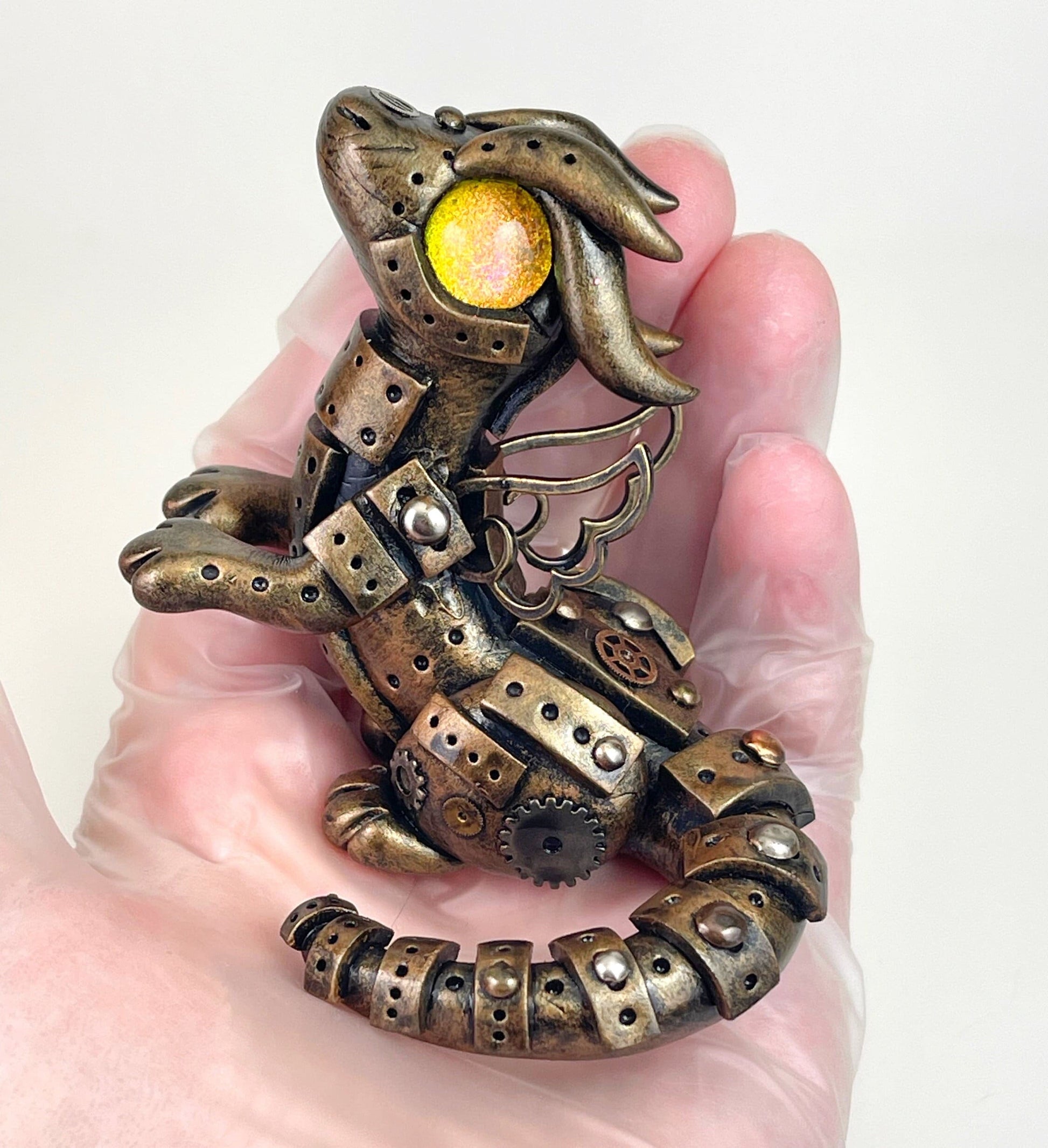 Handmade Steampunk dragon sculpture one of a kind ooak