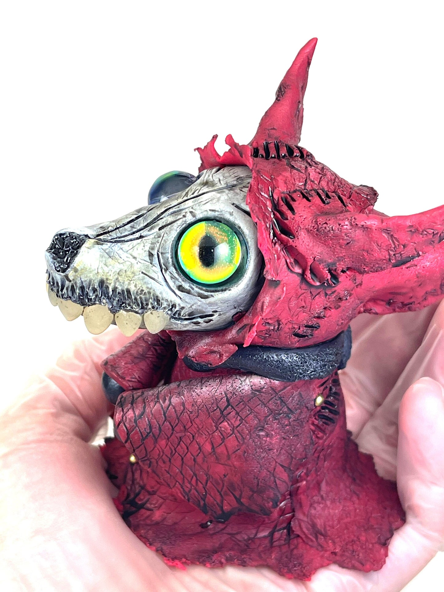 Little Red Wolf sculpture ooak