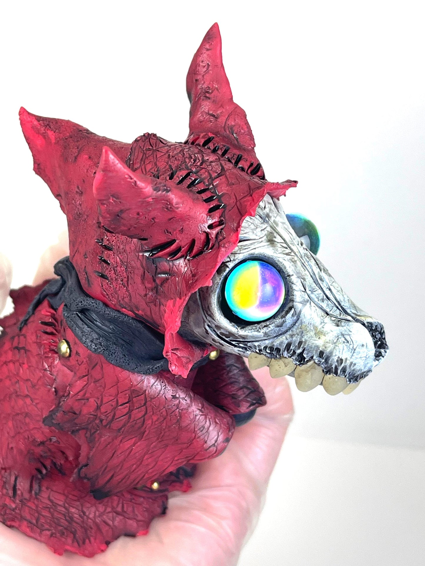 Little Red Wolf sculpture ooak