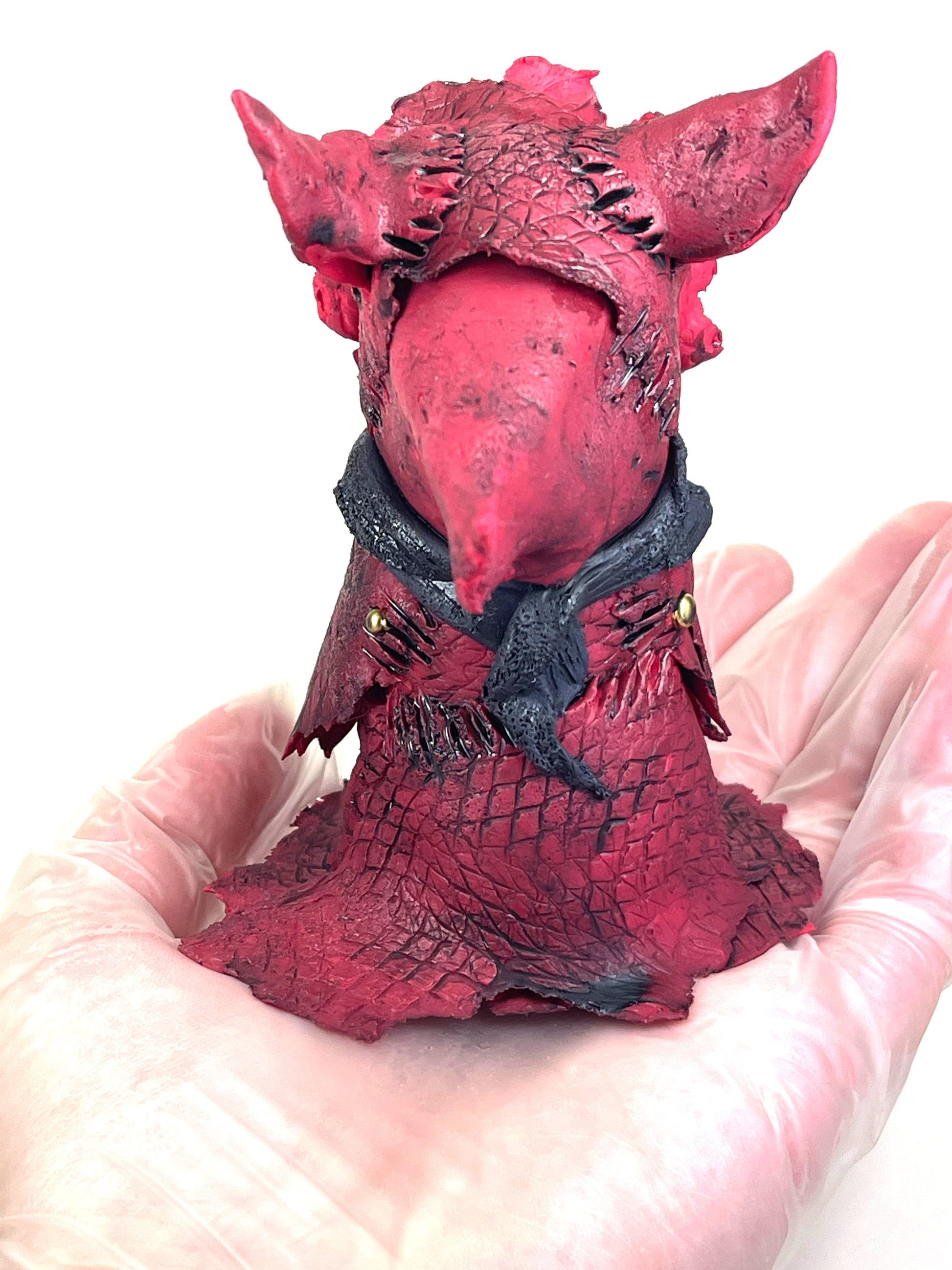 Little Red Wolf sculpture ooak