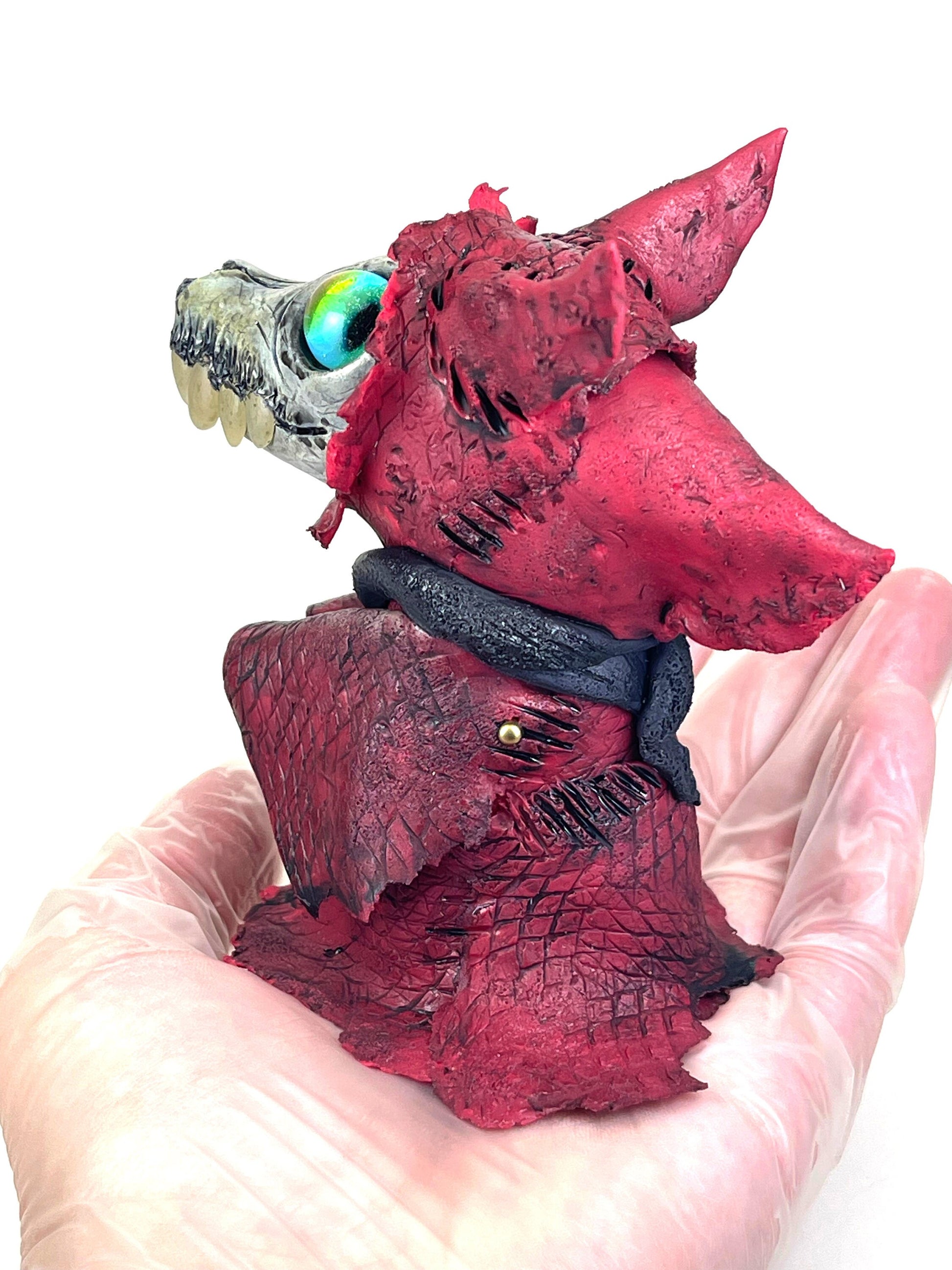 Little Red Wolf sculpture ooak