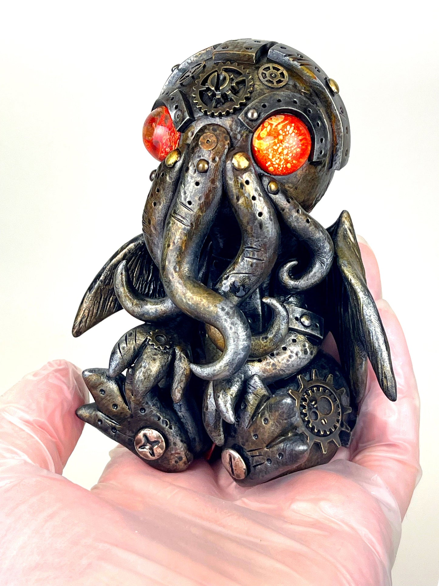 Steampunk Cthulhu sculpture handmade unique