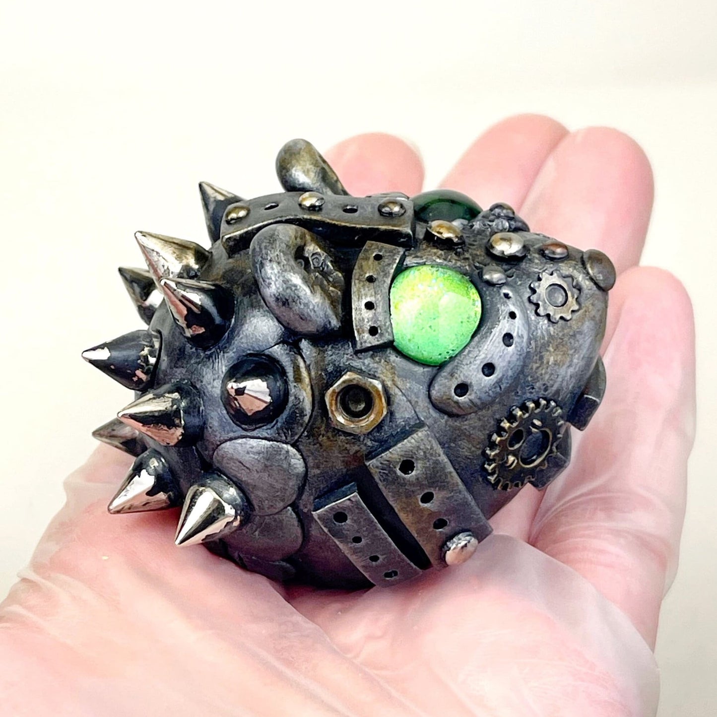 Handmade Steampunk Hedgehog sculpture one of a kind ooak