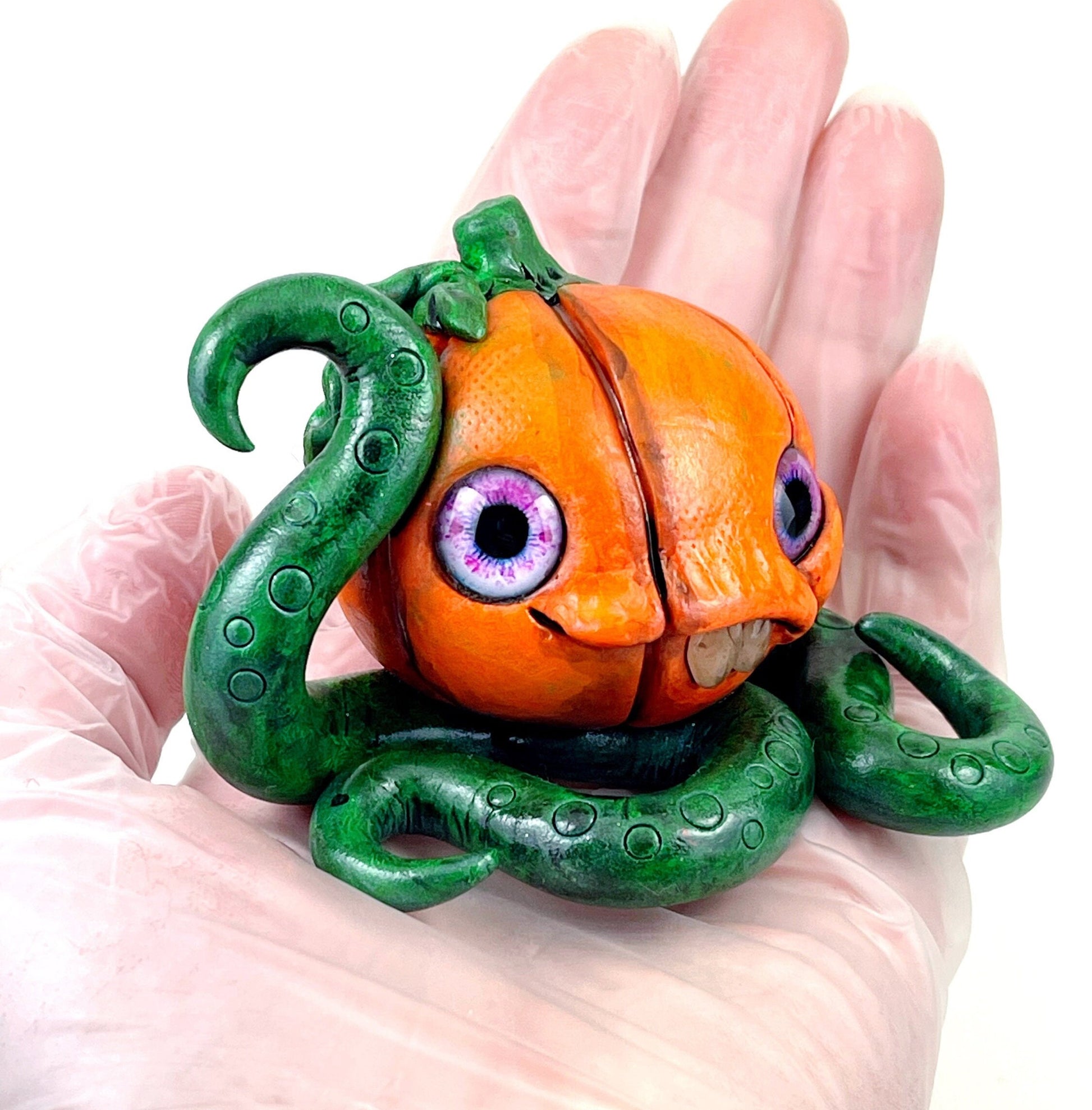 Pumpkin Monster spooky cute horror sculpture ooak