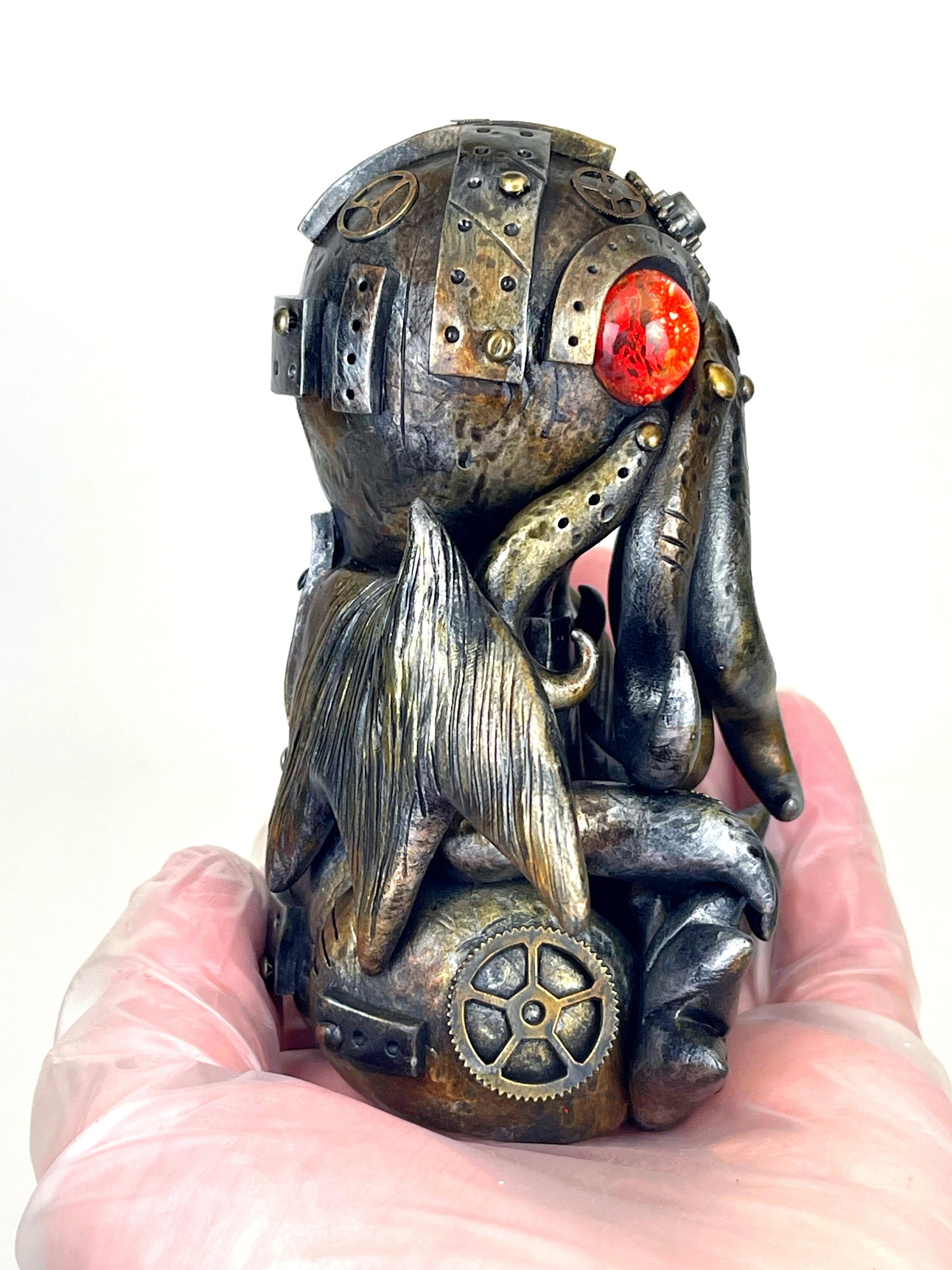 Steampunk Cthulhu sculpture handmade unique