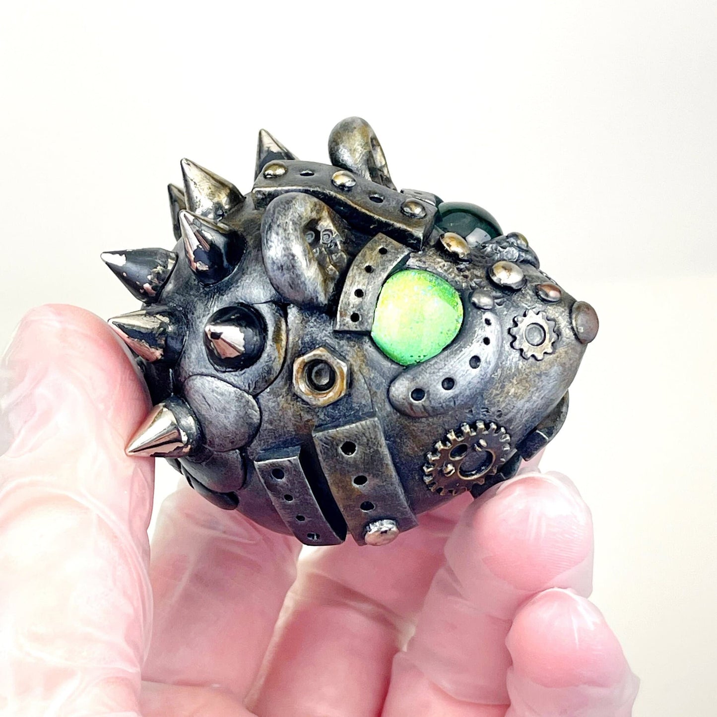 Handmade Steampunk Hedgehog sculpture one of a kind ooak