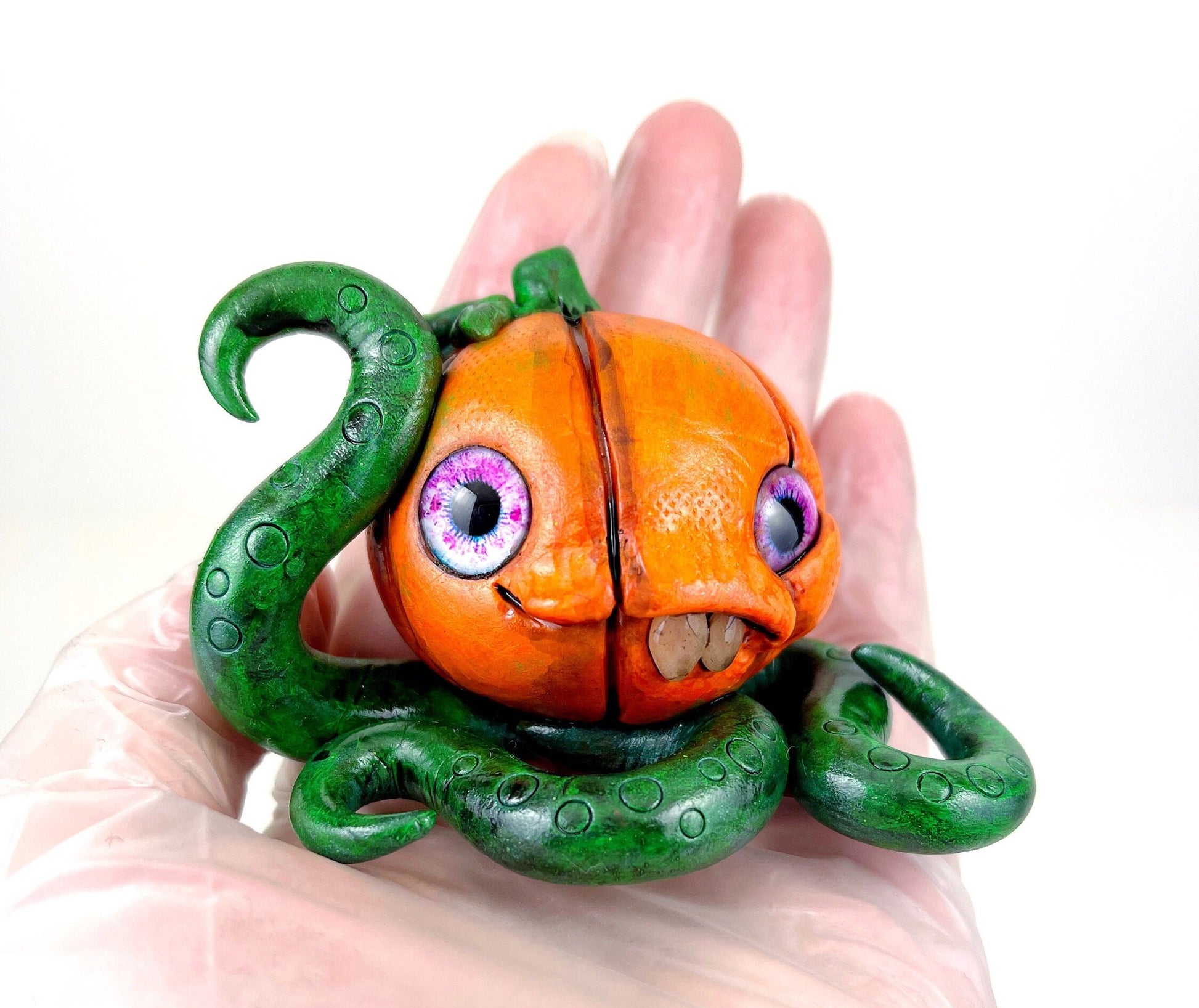 Pumpkin Monster spooky cute horror sculpture ooak