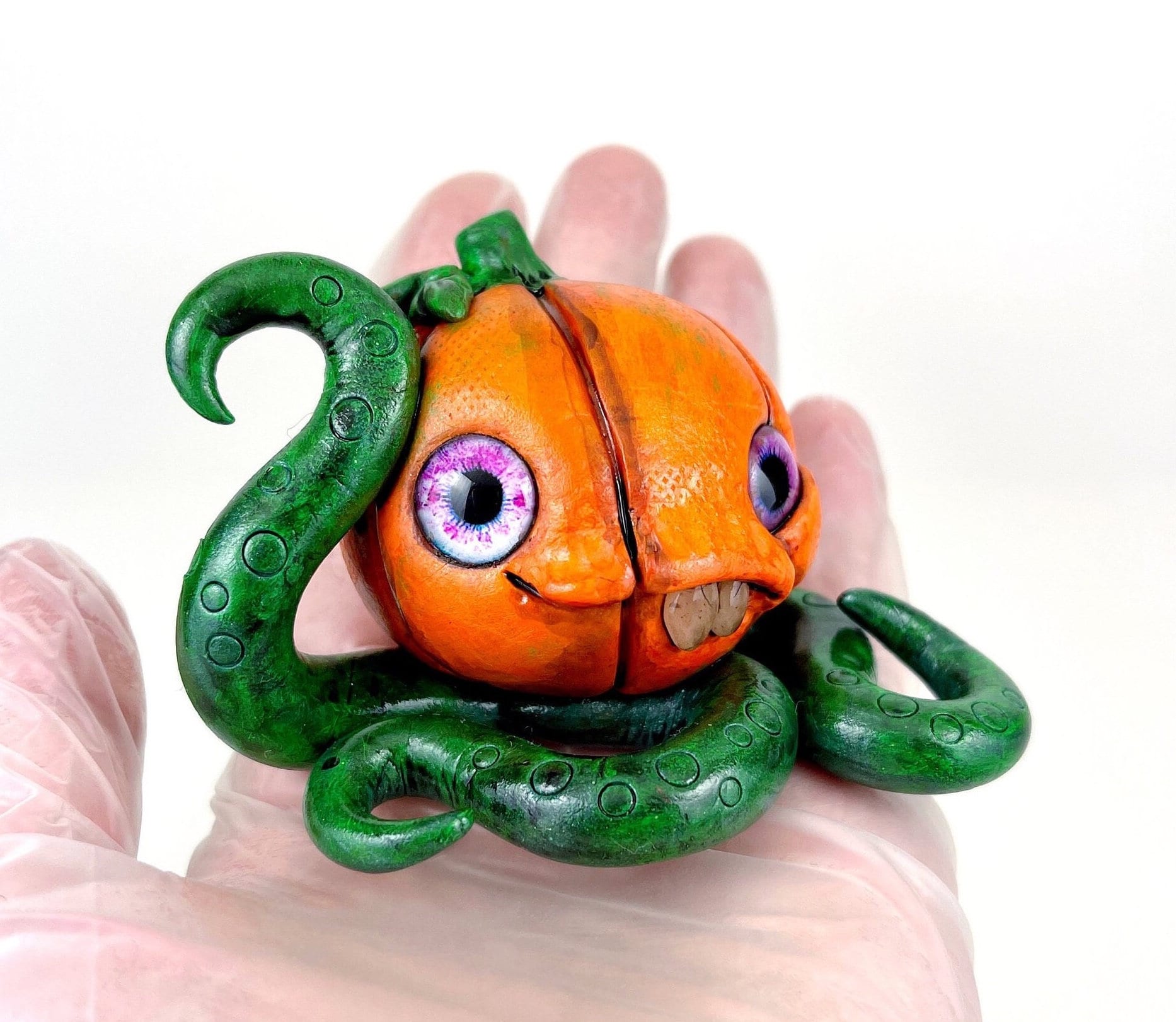 Pumpkin Monster spooky cute horror sculpture ooak