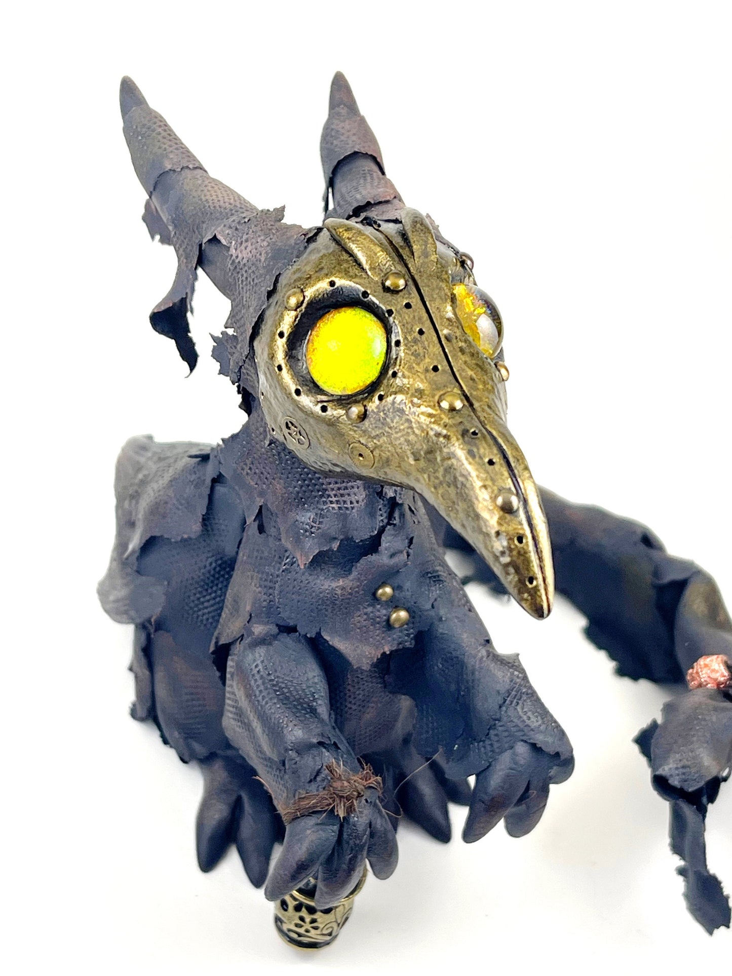 Steampunk Dragon Plague Doctor sculpture ooak