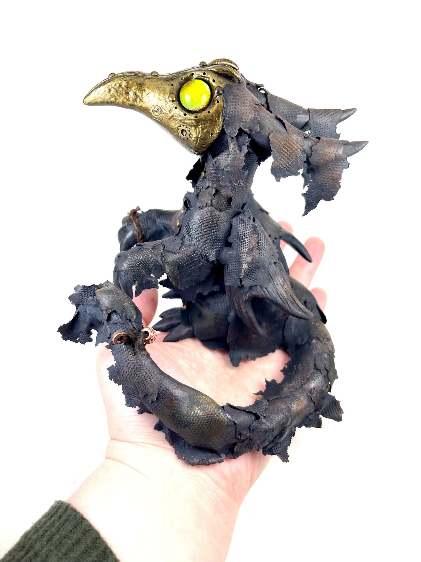 Steampunk Dragon Plague Doctor sculpture ooak