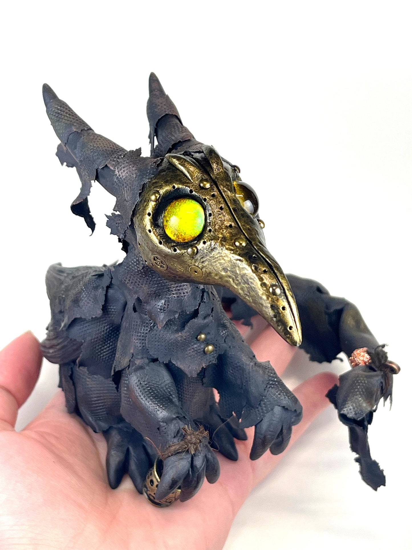 Steampunk Dragon Plague Doctor sculpture ooak