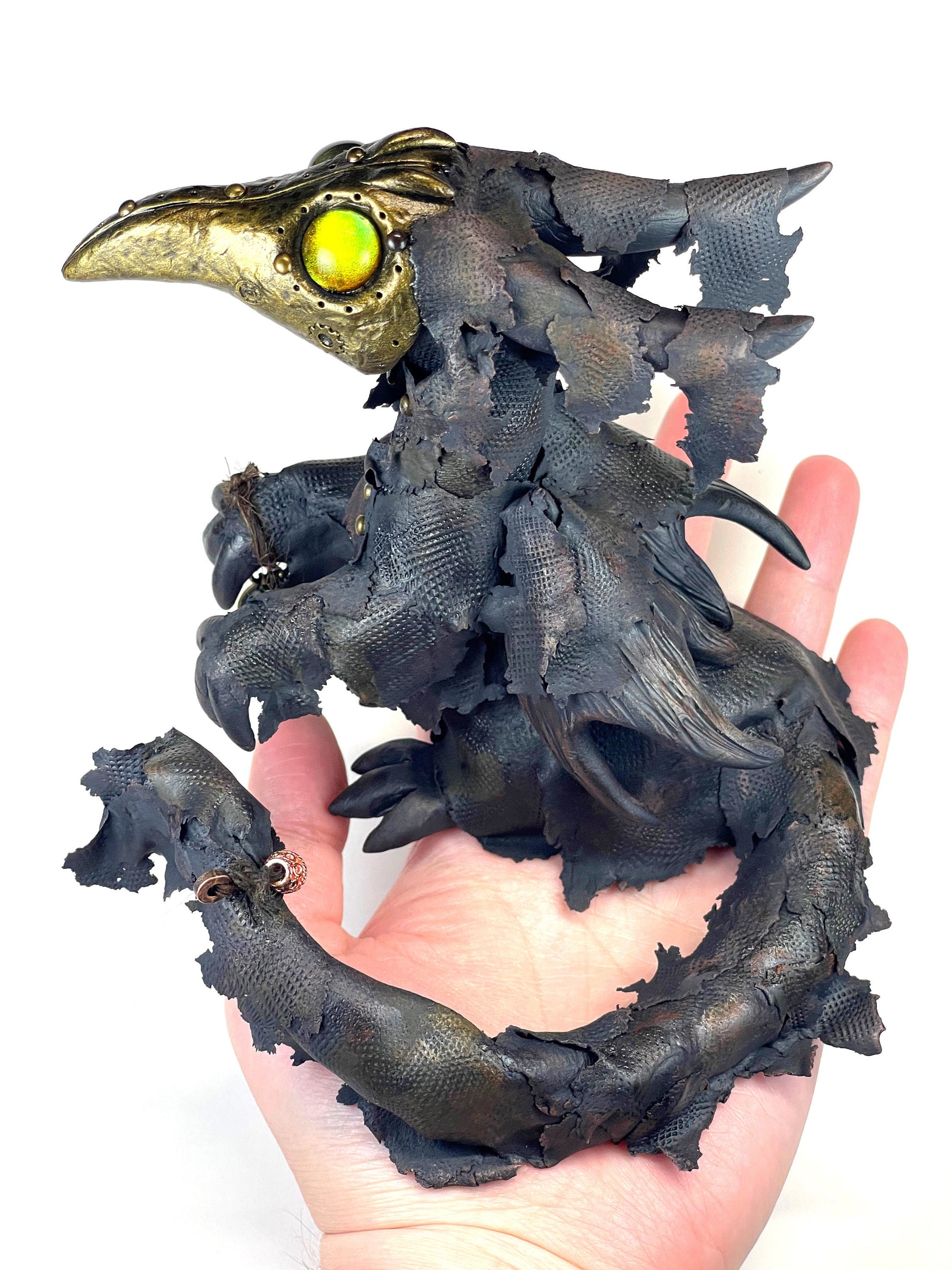 Steampunk Dragon Plague Doctor sculpture ooak