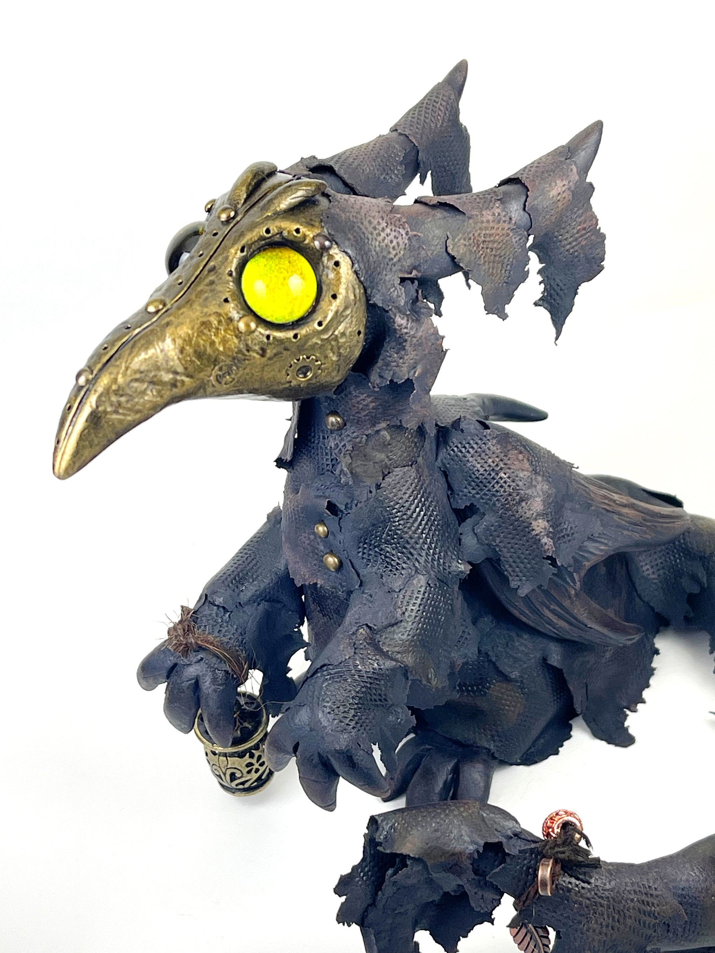 Steampunk Dragon Plague Doctor sculpture ooak