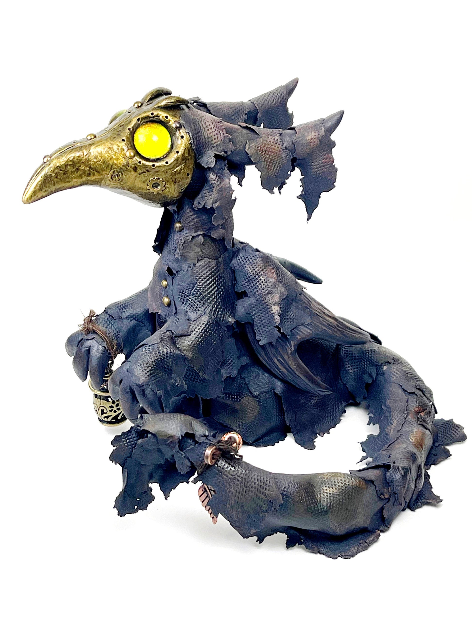 Steampunk Dragon Plague Doctor sculpture ooak