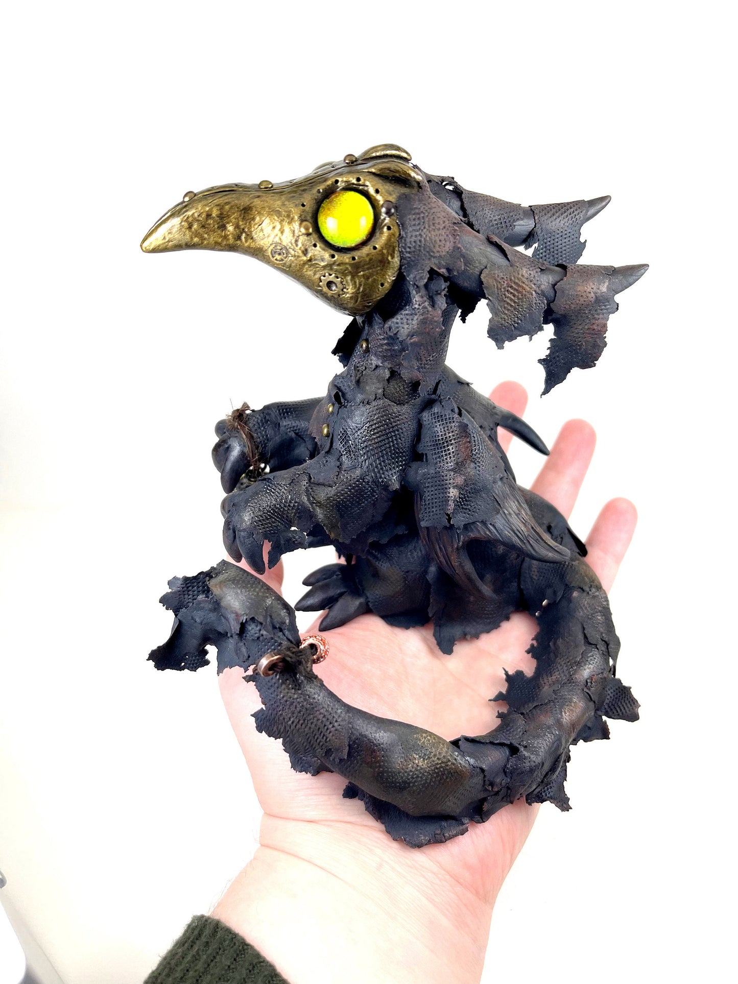 Steampunk Dragon Plague Doctor sculpture ooak